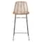 Hello Honey® 40.5" Beige Rattan Bar Stool with Black Metal Frame